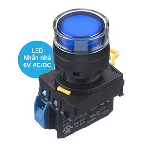 Nút nhấn nhả có đèn IDEC YW1L-MF2E10Q2S 6VAC/DC D22 1NO (Xanh)