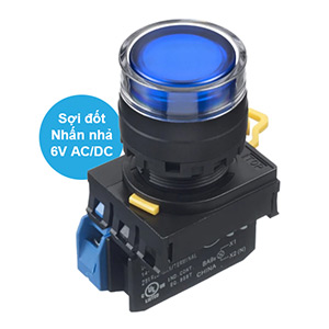 Nút nhấn nhả có đèn IDEC YW1L-MF2E10Q5S 6VAC/DC D22 1NO (Xanh)