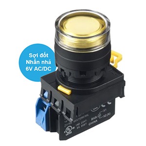 Nút nhấn nhả có đèn IDEC YW1L-MF2E10Q5Y 6VAC/DC D22 1NO (Vàng)