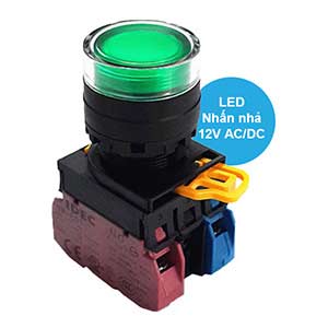 Nút nhấn nhả có đèn IDEC YW1L-MF2E11Q3G 12VAC/DC D22 1NO+1NC (Xanh)