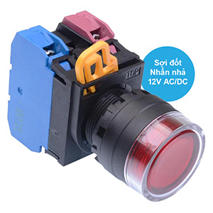 Nút nhấn nhả có đèn IDEC YW1L-MF2E11Q6R 12VAC/DC D22 1NO+1NC (Đỏ)