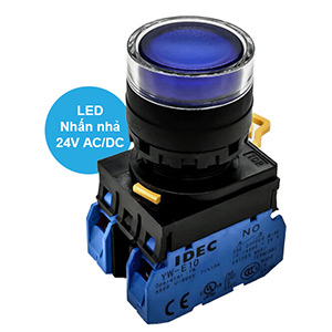 Nút nhấn nhả có đèn YW1L-MF2E20Q4S IDEC, 24VAC/DC