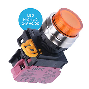 Nút nhấn giữ có đèn IDEC YW4L-A2E01Q4A 24VAC/DC D22 1NC (Hổ phách)