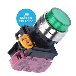 Nút nhấn giữ có đèn IDEC YW4L-A2E01Q4G 24VAC/DC D22 1NC (Xanh)