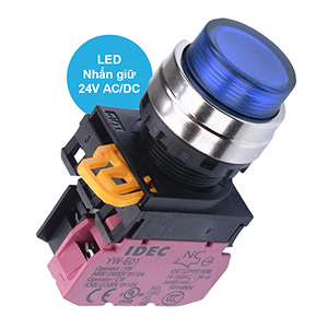 Nút nhấn giữ có đèn IDEC YW4L-A2E01Q4S 24VAC/DC D22 1NC (Xanh)