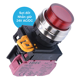 Nút nhấn giữ có đèn IDEC YW4L-A2E01Q7R 24VAC/DC D22 1NC (Đỏ)