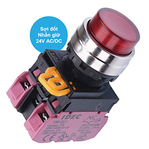 Nút nhấn giữ có đèn IDEC YW4L-A2E02Q7R 24VAC/DC D22 2NC (Đỏ)