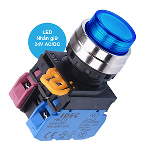 Nút nhấn giữ có đèn IDEC YW4L-A2E11Q4S 24VAC/DC D22 1NO+1NC (Xanh)