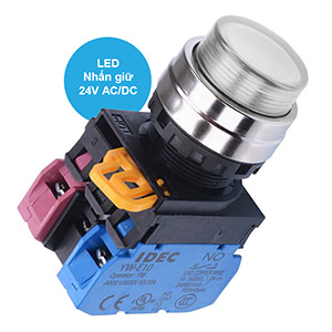 Nút nhấn giữ có đèn IDEC YW4L-A2E11Q4W 24VAC/DC D22 1NO+1NC (Trắng)