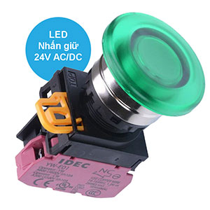 Nút nhấn giữ có đèn IDEC YW4L-A4E01Q4G 24VAC/DC D22 1NC (Xanh)