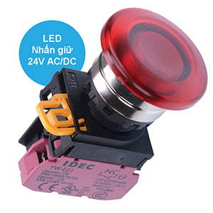 Nút nhấn giữ có đèn IDEC YW4L-A4E01Q4R 24VAC/DC D22 1NC (Đỏ)