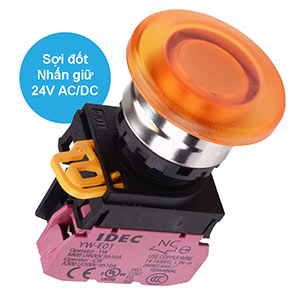 Nút nhấn giữ có đèn IDEC YW4L-A4E01Q7A 24VAC/DC D22 1NC (Hổ phách)