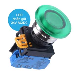 Nút nhấn giữ có đèn IDEC YW4L-A4E10Q4G 24VAC/DC D22 1NO (Xanh)