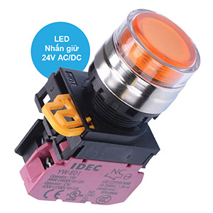 Nút nhấn giữ có đèn IDEC YW4L-AF2E01Q4A 24VAC/DC D22 1NC (Hổ phách)