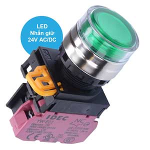 Nút nhấn giữ có đèn IDEC YW4L-AF2E01Q4G 24VAC/DC D22 1NC (Xanh)