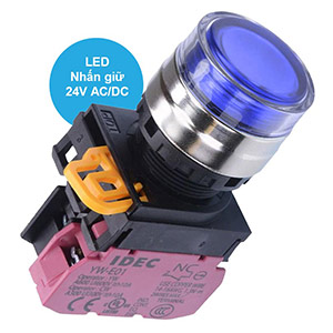 Nút nhấn giữ có đèn IDEC YW4L-AF2E01Q4S 24VAC/DC D22 1NC (Xanh)