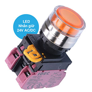 Nút nhấn giữ có đèn IDEC YW4L-AF2E02Q4A 24VAC/DC D22 2NC (Hổ phách)