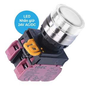 Nút nhấn giữ có đèn IDEC YW4L-AF2E02Q4PW 24VAC/DC D22 2NC (Trắng)