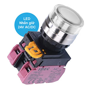 Nút nhấn giữ có đèn IDEC YW4L-AF2E02Q4W 24VAC/DC D22 2NC (Trắng)