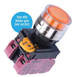 Nút nhấn giữ có đèn IDEC YW4L-AF2E02Q7A 24VAC/DC D22 2NC (Hổ phách)