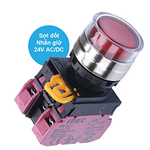 Nút nhấn giữ có đèn IDEC YW4L-AF2E02Q7R 24VAC/DC D22 2NC (Đỏ)