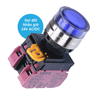 Nút nhấn giữ có đèn IDEC YW4L-AF2E02Q7S 24VAC/DC D22 2NC (Xanh)