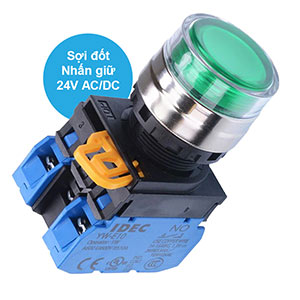 Nút nhấn giữ có đèn IDEC YW4L-AF2E20Q7G 24VAC/DC D22 2NO (Xanh)