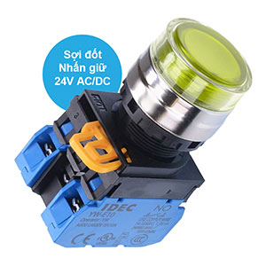 Nút nhấn giữ có đèn IDEC YW4L-AF2E20Q7Y 24VAC/DC D22 2NO (Vàng)