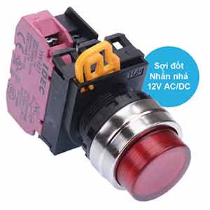 Nút nhấn nhả có đèn IDEC YW4L-M2E01Q6R 12VAC/DC D22 1NC (Đỏ)