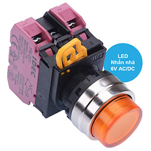 Nút nhấn nhả có đèn IDEC YW4L-M2E02Q2A 6VAC/DC D22 2NC (Hổ phách)