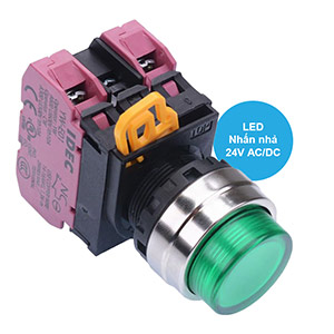 Nút nhấn nhả có đèn IDEC YW4L-M2E02Q4G 24VAC/DC D22 2NC (Xanh)