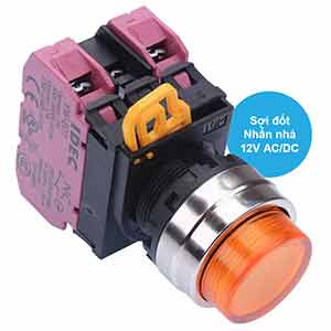 Nút nhấn nhả có đèn IDEC YW4L-M2E02Q6A 12VAC/DC D22 2NC (Hổ phách)