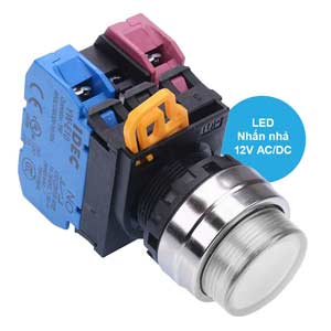 Nút nhấn nhả có đèn IDEC YW4L-M2E11Q3W 12VAC/DC D22 1NO+1NC (Trắng)