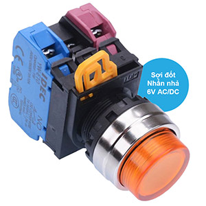 Nút nhấn nhả có đèn IDEC YW4L-M2E11Q5A 6VAC/DC D22 1NO+1NC (Hổ phách)