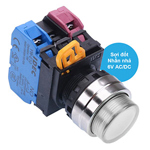 Nút nhấn nhả có đèn IDEC YW4L-M2E11Q5W 6VAC/DC D22 1NO+1NC (Trắng)