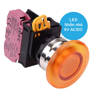 Nút nhấn nhả có đèn IDEC YW4L-M4E01Q2A 6VAC/DC D22 1NC (Hổ phách)