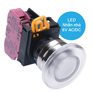 Nút nhấn nhả có đèn IDEC YW4L-M4E01Q2PW 6VAC/DC D22 1NC (Trắng)