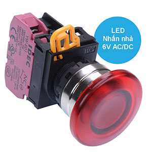 Nút nhấn nhả có đèn IDEC YW4L-M4E01Q2R 6VAC/DC D22 1NC (Đỏ)