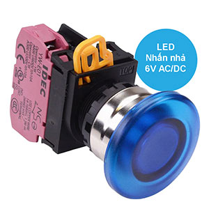 Nút nhấn nhả có đèn IDEC YW4L-M4E01Q2S 6VAC/DC D22 1NC (Xanh)