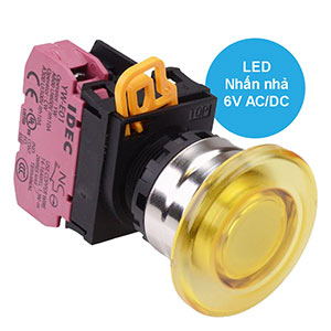 Nút nhấn nhả có đèn IDEC YW4L-M4E01Q2Y 6VAC/DC D22 1NC (Vàng)