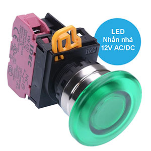 Nút nhấn nhả có đèn IDEC YW4L-M4E01Q3G 12VAC/DC D22 1NC (Xanh)