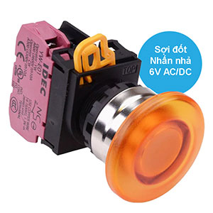 Nút nhấn nhả có đèn IDEC YW4L-M4E01Q5A 6VAC/DC D22 1NC (Hổ phách)