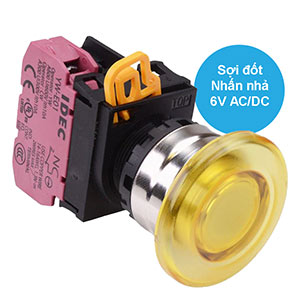 Nút nhấn nhả có đèn IDEC YW4L-M4E01Q5Y 6VAC/DC D22 1NC (Vàng)