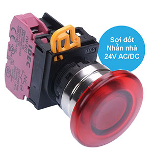 Nút nhấn nhả có đèn IDEC YW4L-M4E01Q7R 24VAC/DC D22 1NC (Đỏ)