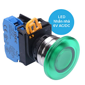 Nút nhấn nhả có đèn IDEC YW4L-M4E10Q2G 6VAC/DC D22 1NO (Xanh)