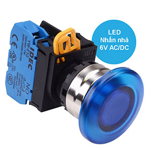 Nút nhấn nhả có đèn IDEC YW4L-M4E10Q2S 6VAC/DC D22 1NO (Xanh)