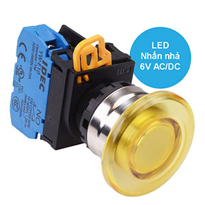 Nút nhấn nhả có đèn IDEC YW4L-M4E10Q2Y 6VAC/DC D22 1NO (Vàng)