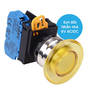 Nút nhấn nhả có đèn IDEC YW4L-M4E10Q5Y 6VAC/DC D22 1NO (Vàng)