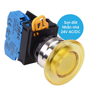 Nút nhấn nhả có đèn IDEC YW4L-M4E10Q7Y 24VAC/DC D22 1NO (Vàng)