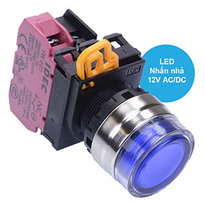 Nút nhấn nhả có đèn IDEC YW4L-MF2E01Q3S 12VAC/DC D22 1NC (Xanh)